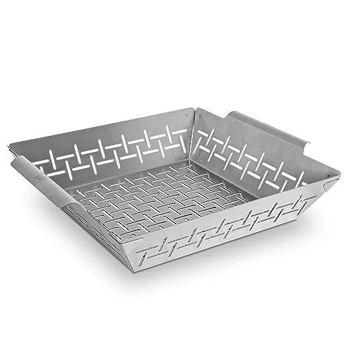 grillart® Premium XL Grillkorb Edelstahl als Gemüsekorb, Fisch Grillkorb und Grillschale verwendbar – universell einsatzbar und besonders langlebige Grillpfanne für den Grill - das ideale Grillzubehör