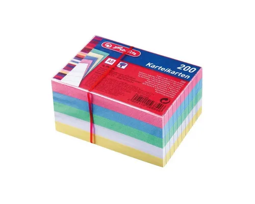 Herlitz Karteikarten 200 Herlitz Karteikarten DIN A8 / liniert / 5 verschiedene Farben