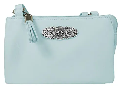 Trachtenland Damen Trachten Handtasche Sofia – Stilvolle Umhängetasche aus Lederimitat - Umhängetasche für Trachten-Outfits – ideal für Dirndl und den Alltag. Mit liebevollen Details und praktischer Fächeraufteilung für Ordnung unterwegs. Erhältlich in Pastellfarben oder Schwarz.