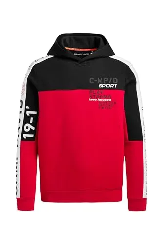 Camp David Herren Hoodie - Colour-Blocking Design in XXXL - Sweatshirts für Herren, leger geschnitten, aus glattem Interlockmaterial mit gefütterter Kapuze und stylischen Colour-Blocking Folienprints auf den Ärmeln und der Vorderseite.