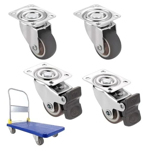 Stück Lenkrollen mit Bremse 25mm, Leichte Möbel-Lenkrollen, Schwerlastrollen, Möbelrollen, Transportrollen mit Bremse, Drehbare Rollen, Klein Lenkrollen, für Trolleys und Möbel, Kann 50 KG Tragen 4