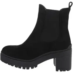 Ital-Design Damen Chelsea Freizeit Plateaustiefelette (84338061) Blockabsatz Chelsea Boots in Schwarz schwarz 38 EU