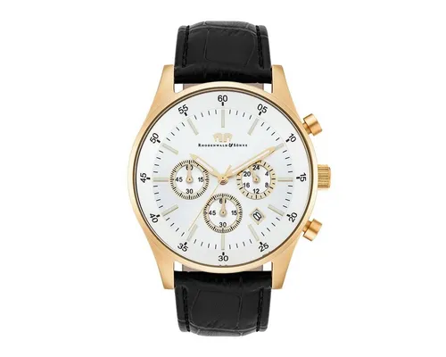 Rhodenwald & Söhne Goodwill Herrenuhr Chronograph - Armbanduhren für Herren mit präzisem Quarzwerk, stilvollem Edelstahl-Gehäuse in Gold und Silber, 5 ATM wasserdicht und eleganter Kroko-Prägung auf dem Echtlederarmband.