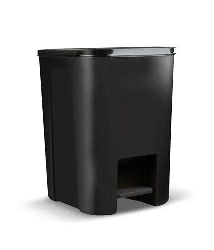 Go Practic Mülleimer Küche Mülltrennsystem 1 Stück 25 L Abfalleimer Müllbehälter Mit Pedal Treteimer Kunststoff Mülltrennung Müllsystem Graphitschwarz
