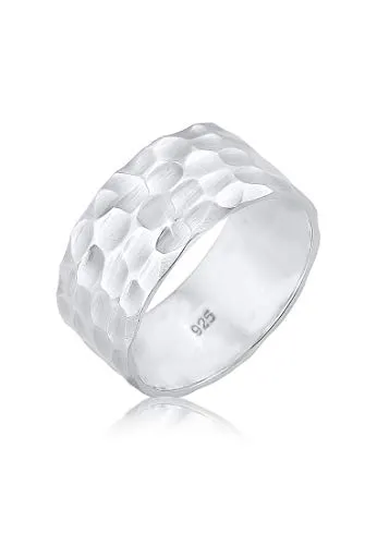 Elli Damen Bandring Basic Gehämmert in 925 Sterling Silber, 58mm - Ringe für Damen: Hochwertiger 925er Sterling Silberring, handgefertigt und anlaufgeschützt – ideal als stilvolles Geschenk für besondere Anlässe.