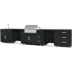 Outdoor-Küche mit 5 Elementen, Spüle und Grill in der Ecke