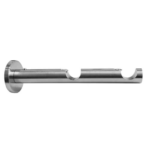 BASIT Wandträger für Gardinenstangen zweiläufig Edelstahl Look I Gardinenstangen Träger 16mm Wandbefestigun I Gardinenstangen Halterung Vorhangstange H22