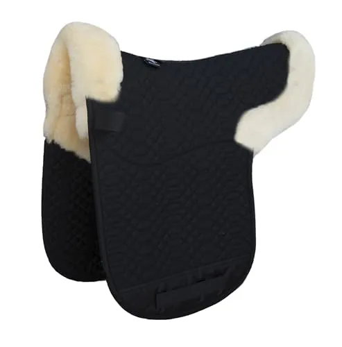 Engel Reitsport Lammfell Satteldecke SADEK2-D-SCH-MED - Sattelpads aus 100% echtem Merino Lammfell, ideal für Dressur, bietet optimalen Komfort und Abriebschutz, waschbar bei 30 Grad.