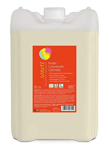 Sonett Kinder-Schaumseife Calendula 10 Liter - Seife für Kinder, sanfte Reinigung mit Bio-Kalendula für zarte Haut und ein angenehmes Duscherlebnis.
