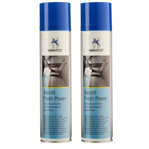 Normfest Aerofit Fresh Power – Geruchsvernichter & Lufterfrischer mit Coolwater-Duft, neutralisiert zuverlässig unangenehme Gerüche in Fahrzeugen, Büros, Hotels & Innenräumen, langanhaltend 2x 400ml