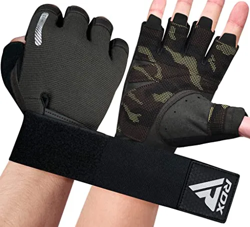 RDX Gewichtheberhandschuhe, zusätzliche Dehnbare Lange Handgelenkstütze, voller Handflächengriff, Männer Frauen Fitness HIIT Workout, Bodybuilding Krafttraining Radfahren Übung Home Gym Ausrüstung