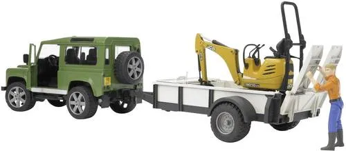 bruder Land Rover Defender Station Wagon mit Einachshänger 2593 - Spielzeugauto für Kinder, robust und ideal für kreative Spielstunden