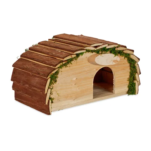 Relaxdays Igelhaus aus Holz & Moos - Igelhäuser für den Garten: Sicheres Winterquartier aus Tannenholz, ideal für Igel, fertig aufgebaut und sofort nutzbar.