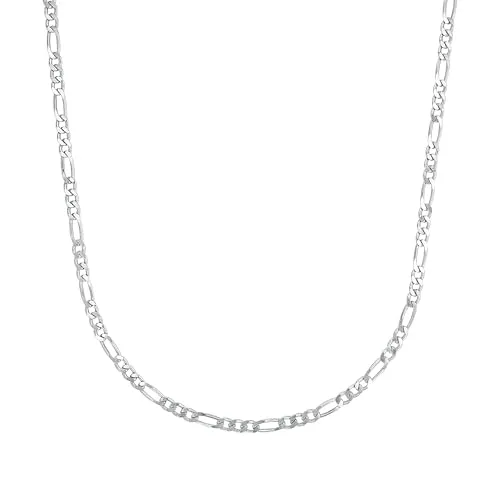 Amor Collier 925 Sterling Silber Unisex - Unisex Collierkette aus hochwertigem 925 Sterling Silber, 45 cm lang im Figaro-Design, ideal für alle Anhänger und ein stilvolles Basic für jeden Anlass.