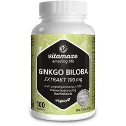 Ginkgo Biloba 100 mg hochdosiert vegan Kapseln - Arzneimittel mit 100 mg hochkonzentriertem Ginkgo Biloba-Extrakt, reich an wertvollen Flavonoiden und Terpenen, ideal zur Unterstützung der geistigen Leistungsfähigkeit.
