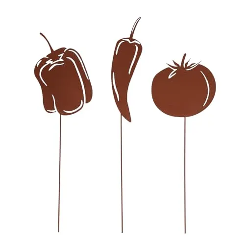 UNUS Gartenstecker Rost Gemüse Mediterran 3er Set in blau von UNUS