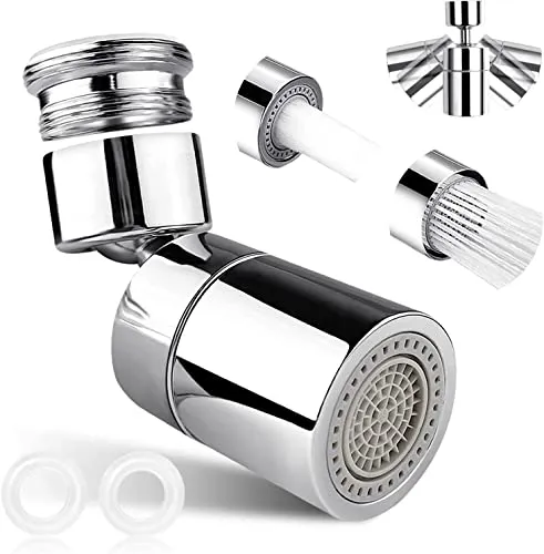 Wasserhahn Luftsprudler,2 SprüHfunktion Wasserhahn Strahlregler M24 M22 80° GroßEr Winkel Einstellbar 360 Grad Schwenkbarer Doppelfunktional Wassersparender für KüChe/Bad Wasserhahn Aufsatz