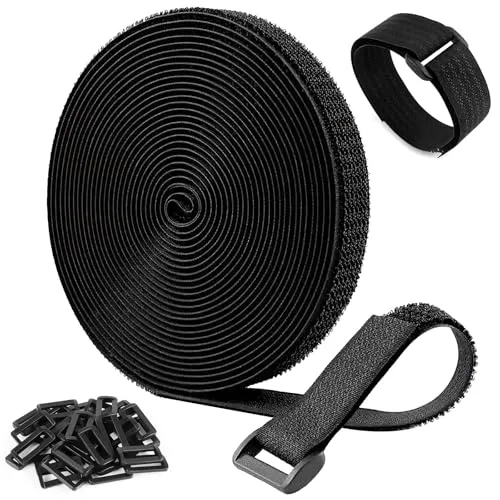5m verstellbare Kabelbinder mit 30 Schnallen, freie Schnittlänge, wiederverwendbare Befestigungskabelbinder für Kabelmanagement, Kabelmanagement, 2 cm breit, schwarz