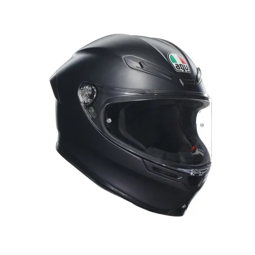 AGV K6 S Integralhelm - Mattschwarz, Unisex, S - Motorradhelm mit integriertem Spoiler für optimale Aerodynamik und Komfort. Ausgestattet mit einem herausnehmbaren, waschbaren Innenfutter und einem breiten Sichtfeld für sicheres Fahren.