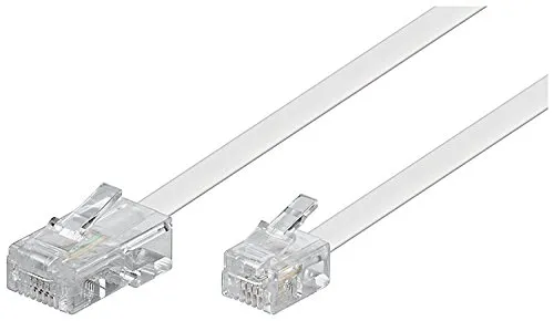 Goobay 93060 Telefonkabel RJ4-Stecker auf RJ11/RJ14-Stecker, Flachkabel, Netzwerk, Telefon, Modem, Router, Internet, ISDN, DSL, VDSL, 15 Meter