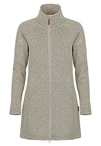 ELKLINE Damen Fleecemantel Bestcondition - Funktionsjacken aus leicht tailliertem Strickfleece, halblang in khakimelange, ideal für gemütliche Outdoor-Aktivitäten und optimalen Tragekomfort.