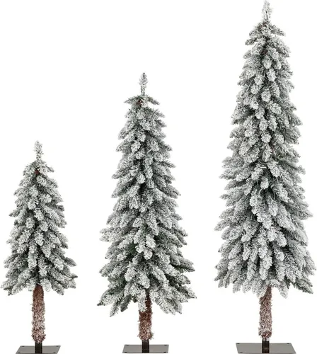 Künstlicher Weihnachtsbaum mit Lichtern und Schnee – 3 Größen