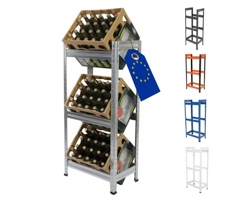 Modo24 Kastenständer HELIOS Metall Getränkekistenregal - Regale für Kisten – robustes und langlebiges Metallregal mit bis zu 100 kg Tragfähigkeit pro Ebene, ideal für Garagen und Werkstätten. Verfügbar in 5 Farben und einfach zu montieren.