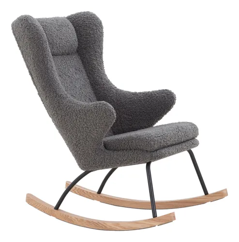 SalesFever Schaukelstuhl mit Teddyfell, Grau - Sessel aus hochwertigem Teddyfell, B 66 x T 104 x H 106 cm, für gemütliche Entspannung und stilvolle Akzente in Ihrem Wohnbereich.