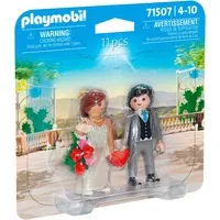 PLAYMOBIL 71507 DuoPack Hochzeitspaar - Spielfiguren-Set mit Herz und Blumenstrauß, ideal für Kinder ab 4 Jahren und robustes Design für täglichen Spielspaß