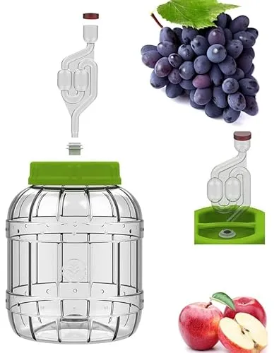lilawelt24 3L Gärbehälter aus Kunstoff Gärbehälter mit Gäraufsatz, für Wein, Bier, Maische Weck, Weinballon Gärballon Flasche Milchsäuregärung