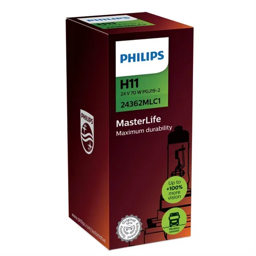 PHILIPS H11 Halogen MasterLife 24V 70W PGJ19-2 24362MLC1 3200 K Glühlampe