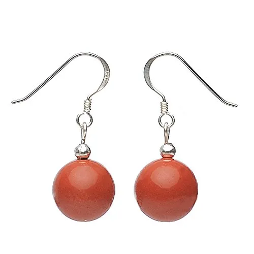 Ohrringe Ohrhänger roter Jaspis Blutjaspis & 925 Silber rot-braun Ohrschmuck Damen