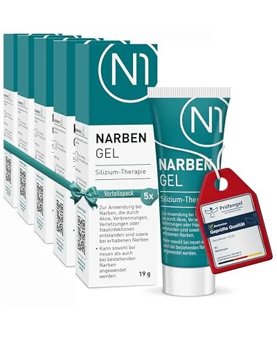 N1 Narbensalbe 5x19 g - Apothekenprodukt für neue und alte Narben - Narbengel reduziert sichtbare Narben - Narbencreme nach OP, Verbrennungen oder Akne für Gesicht & Körper