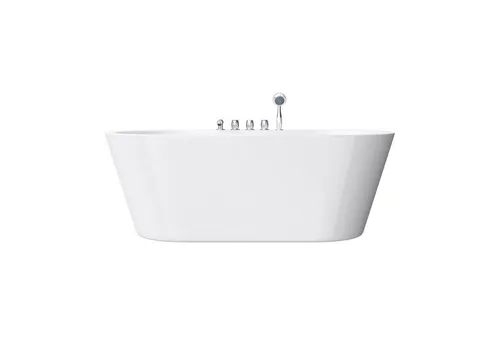 doporro Vicenza Design-Badewanne weiß, freistehend mit Ablaufgarnitur - Moderne freistehende Badewanne aus hochwertigem Sanitäracryl, leicht zu reinigen und mit optionaler Nano-Beschichtung für hygienische Sauberkeit. Ideal für eine entspannende Wohlfühloase.