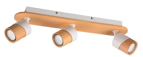 Trio Leuchten Strahler Aruni - Hochwertiger Deckenspot aus Holz und Metall in Braun und Weiß, 15x9x48 cm, ideal für stimmungsvolle Innenbeleuchtung.