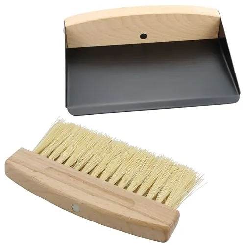 DNDGDLUA Kleiner Besen und Kehrschaufel Reinigungsset, Mini Kehrblech und Handfeger Besen, Tragbares Tischplatten Bürsten Set zum Reinigen von Tisch, Staub, Schmutz (Holz und Metall)