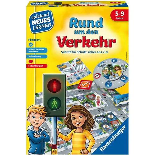 Ravensburger Lernspiel Rund um den Verkehr 24997 - Verkehrsspiel ab 5 Jahren für 2-4 Spieler, spielerisches Lernen für Verkehrssicherheit in nur 20 Minuten