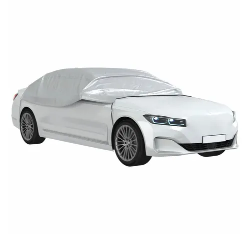 vidaXL Autoplane Autoabdeckung Halbgarage mit Haken Silbern M (1-St)