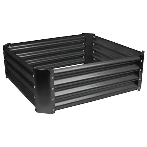 Harbour Housewares 1x Anthrazit 90cm x 90cm Quadratisch Galvanisierter Stahl Hochbeet für den Garten - Groß Draussen Gemüse Blume Wachsen Pflanzer Trog Kasten