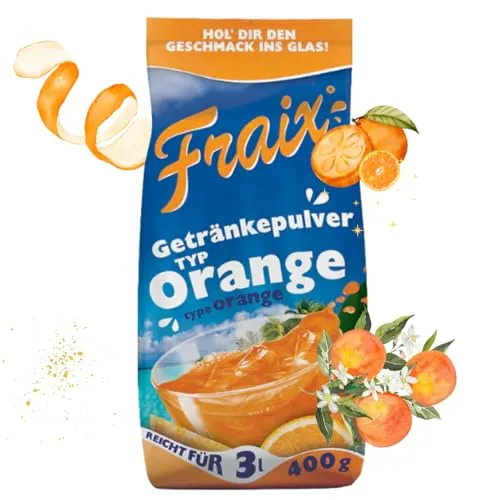 FRAIX Orange 12 x 400g - Erfrischungsgetränkepulver mit Orangengeschmack und hohem Vitamin C Gehalt. Ideal für eine schnelle Zubereitung von leckeren Getränken!