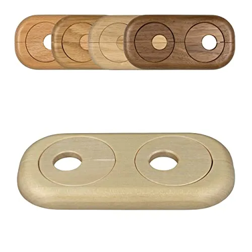 FUX Doppel Heizungsrohr Rosette, Rohrabstand variabel, 15mm - 22mm, Rohrabdeckung, Abdeckrosetten, Verkleidung, Heizkörper Rosetten, Holz, Parkett, Holzrosetten (22mm, Ahorn)