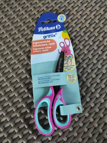 Pelikan Griffix Ergonomische Schulschere Schere Rechtshänder pink türkis rund
