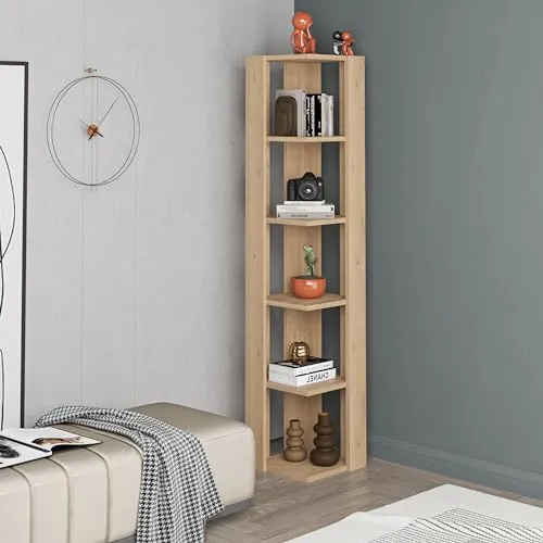 Hocuspicus Hocus Picus Bücherregal mit 5 Etagen - Flexibles Wohnzimmermöbel - Bücherregal in Eiche, 161 x 34 x 34 cm, einfache Montage und viele Farboptionen, ideal für stilvolle Bücheraufbewahrung und Ausstellungen.