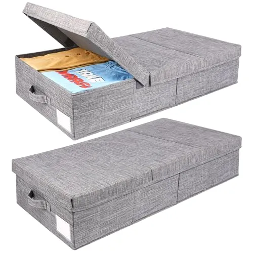 Faltbare Unterbett Aufbewahrungsbox - 2er Pack, grau - Reisetaschen - Praktische Flip-Top Aufbewahrungslösung für platzsparende Ordnung unter dem Bett.
