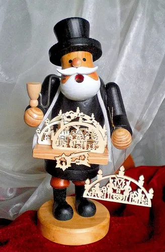 ❀ Schönes Räuchermännchen Schwibbogenhändler 19cm Räucherfigur Schwibbogen #93A