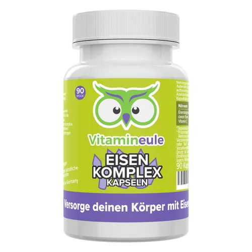 Vitamineule Eisen Kapseln - 56 mg Eisenbisglycinat für optimale Eisenversorgung - Mineralstoffe: Unsere Eisen Kapseln enthalten 100% reines Eisenbisglycinat, das die normale Bildung von Hämoglobin unterstützt und Müdigkeit verringert.