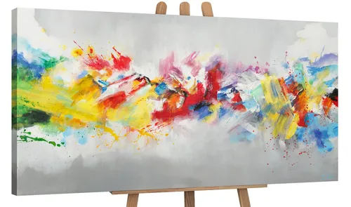 YS-Art Gemälde Buntes Leben, Abstraktion, Leinwandbild Abstrakt Landschaft Bunt