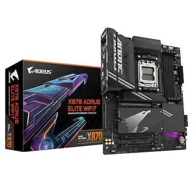 Gigabyte X870 AORUS ELITE WIFI7 - Mainboard für höchste Leistung, unterstützt AMD Ryzen 9000-7000 Prozessoren, bietet blitzschnelle PCIe 5.0 Anschlüsse und hervorragenden Sound für Gamer und Profis.