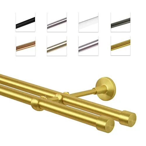 MDEKOR Gardinenstange 160 cm doppelläufig in gold von MDEKOR