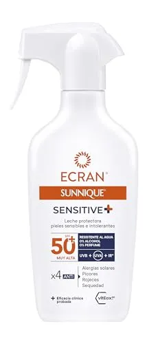 Ecran Sunnique Sensitive Sprühpistole SPF50+ - Sonnenschutzmittel mit hohem Lichtschutzfaktor, ideal für empfindliche Haut, in praktischer Sprühform für einfache Anwendung.